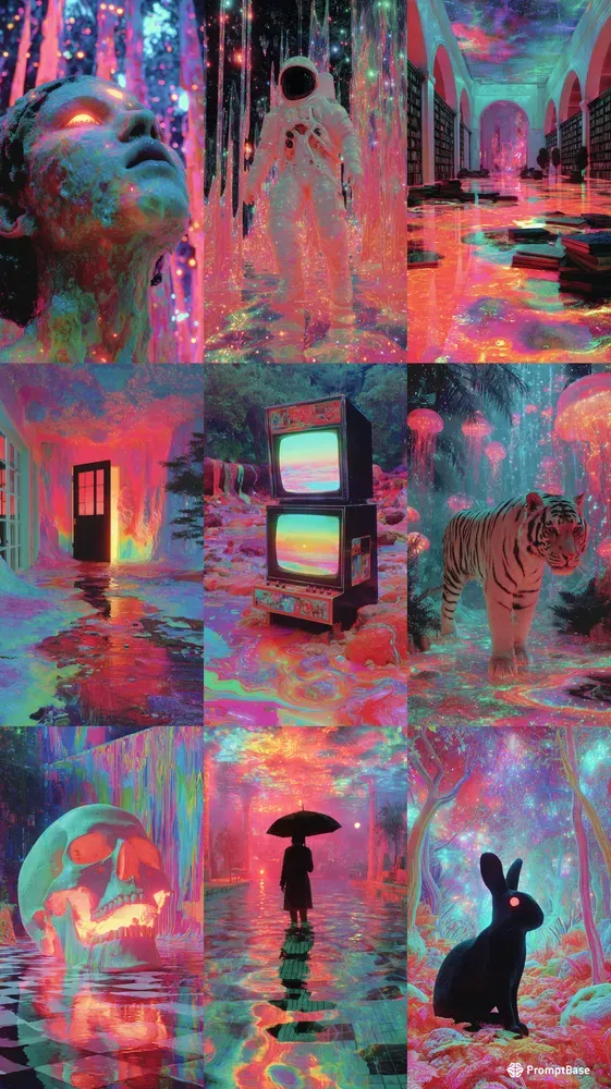 Liquid Neon Dreamcore Surrealism Art
