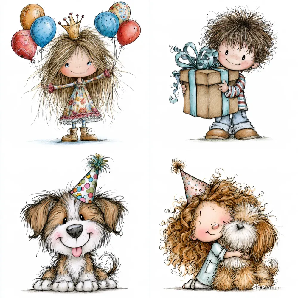 Quirky Happy Birthday Clipart Characters