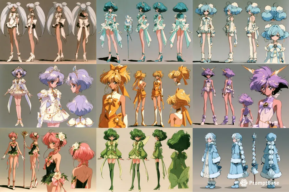 Retro 1990s Magical Girl Character Sheets