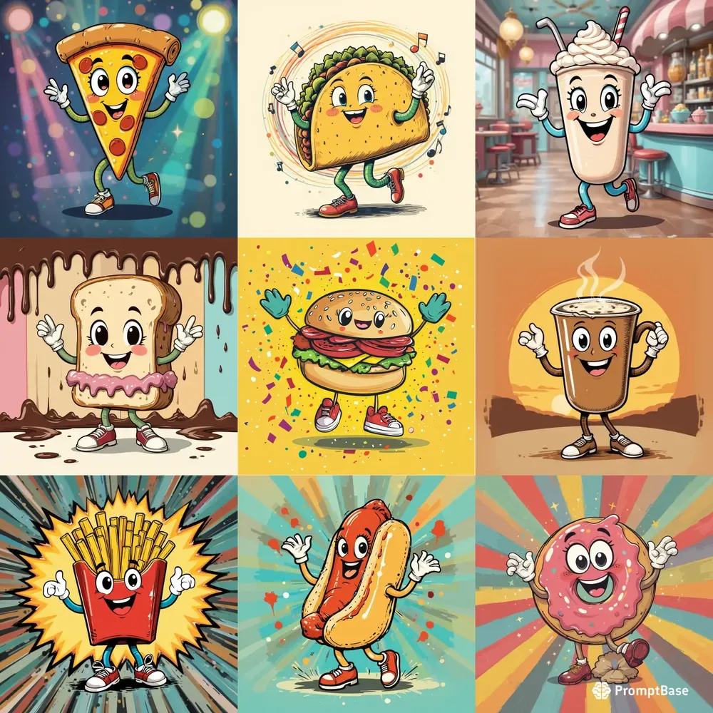 Rubber Hose Cartoon Food Characters