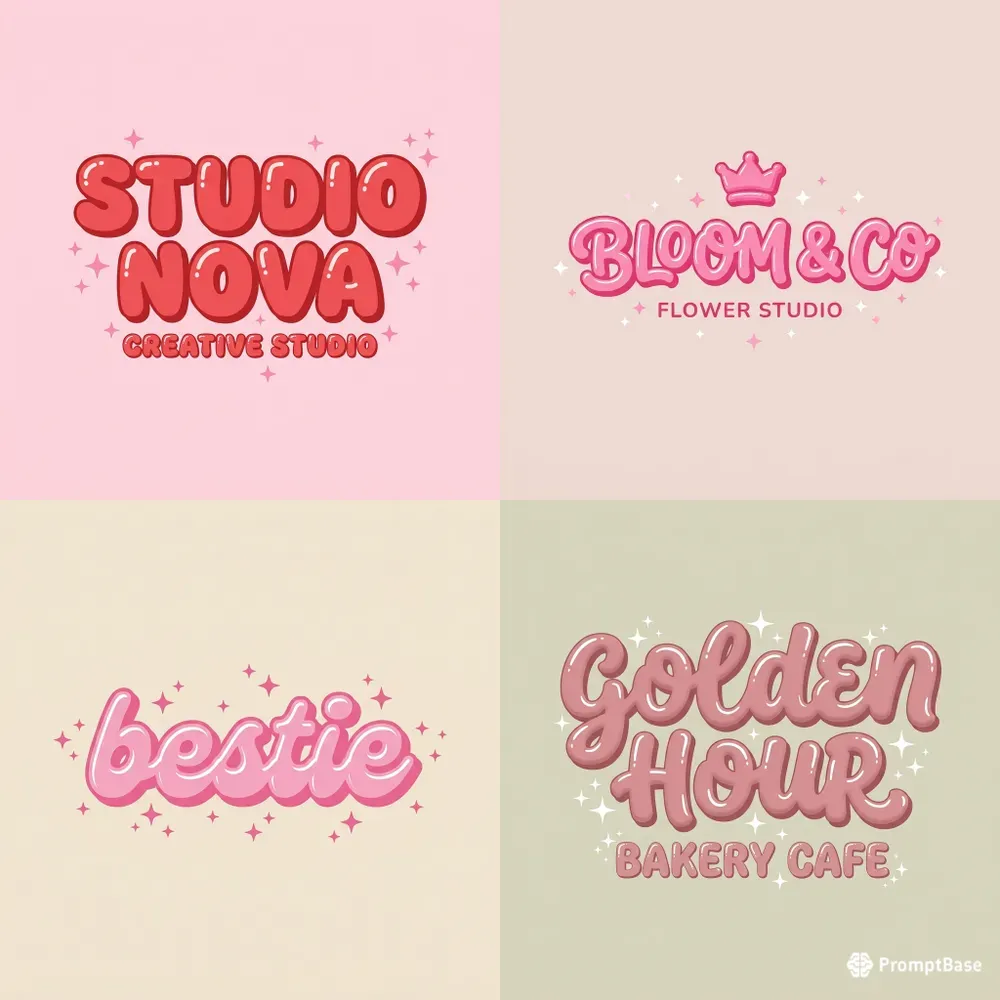 Puffy Bubble Sparkle Logo Packs