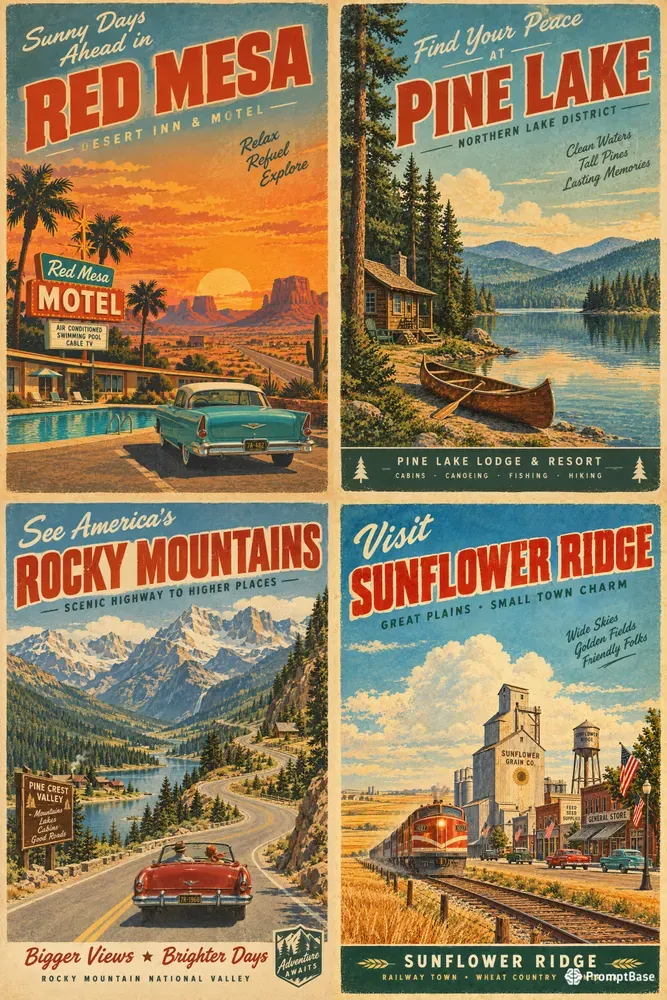 Retro Americana Road Trip Posters
