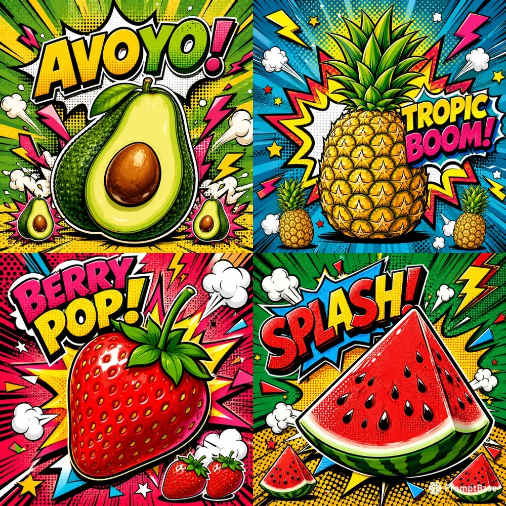 Popart Fruit Comic Posters