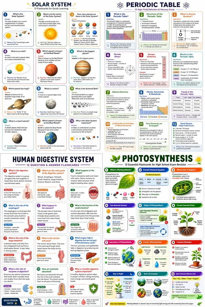 Educational Flashcard Sheet Generator
