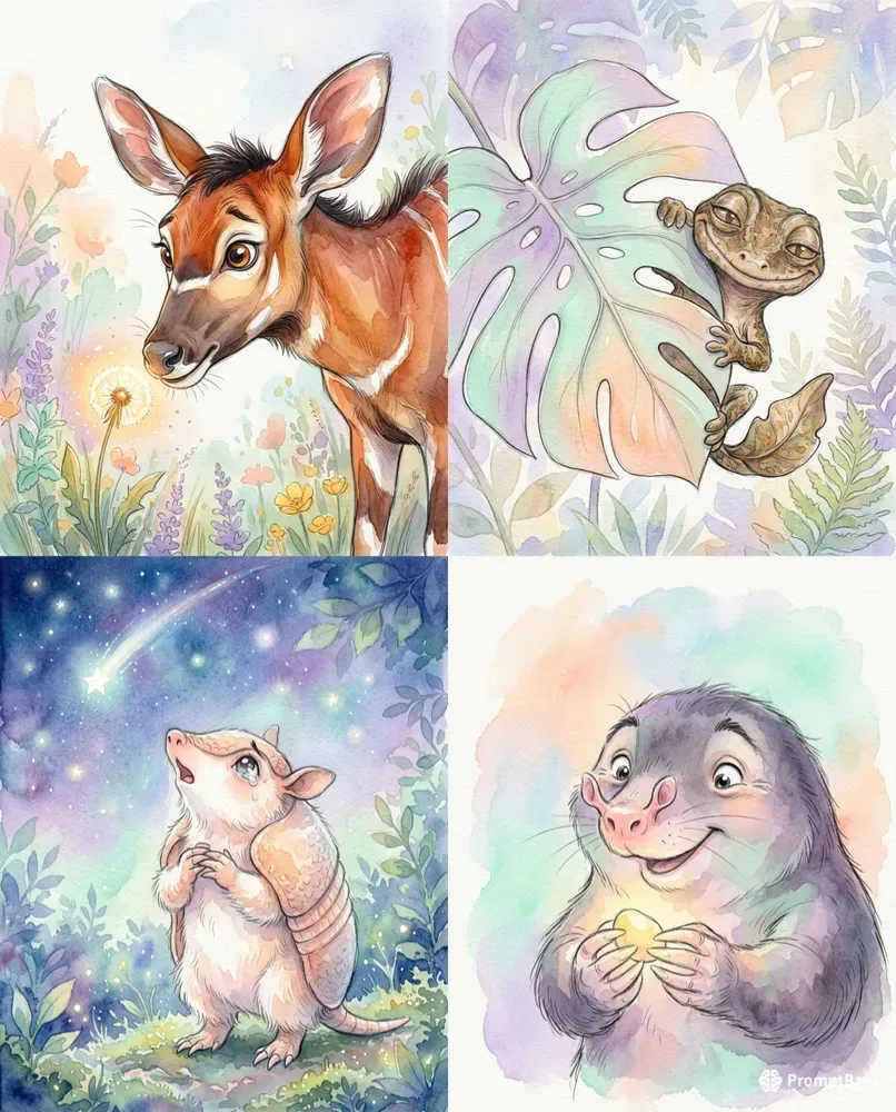 Whimsical Pastel Watercolor Kids Eq Art