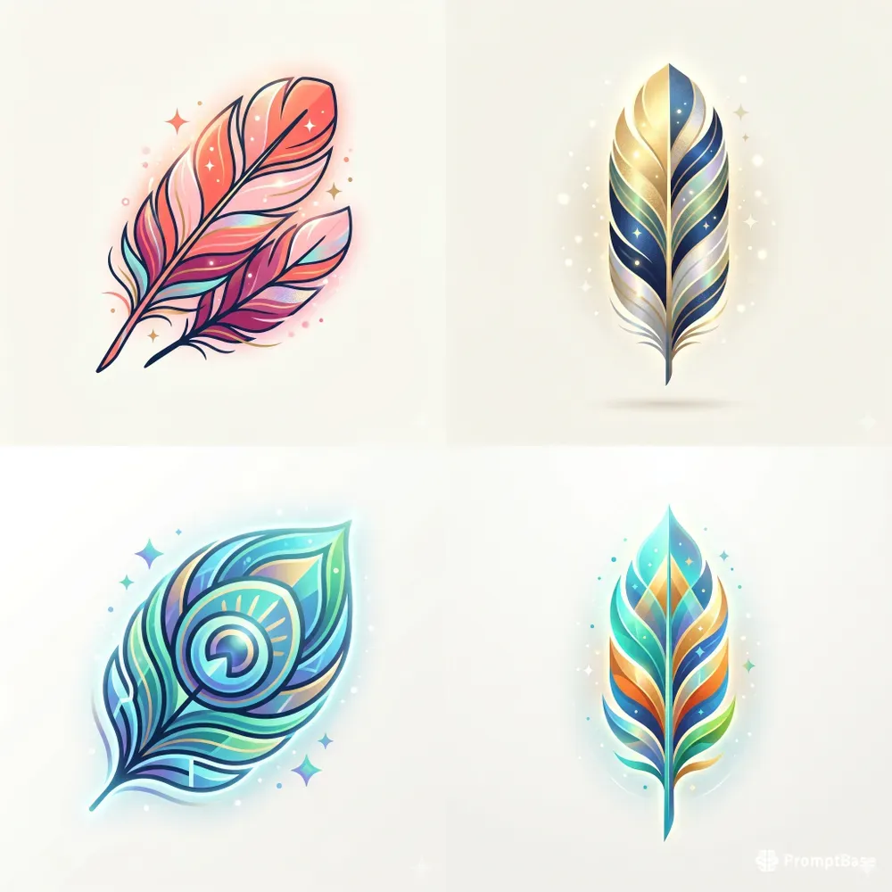 Modern Glowing Feather Emblems