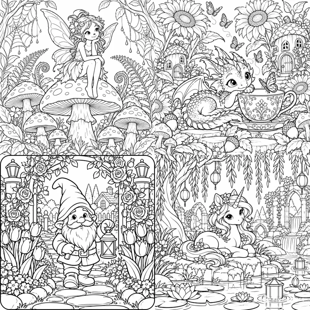 Fairy Garden Enchanted Coloring Pages