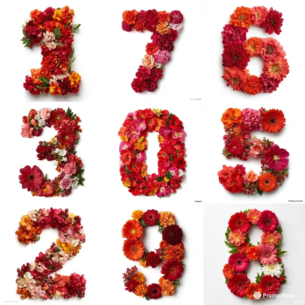 Floral Number Flat Lay Photography