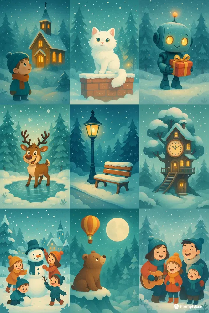 Whimsical Winter Storybook Illustrations
