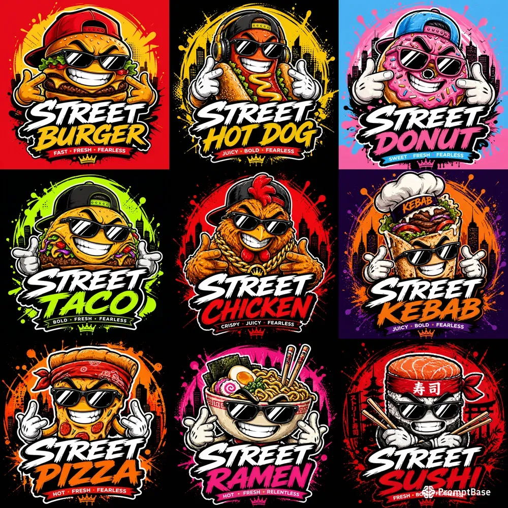 Street Food Mascot Logo Generator