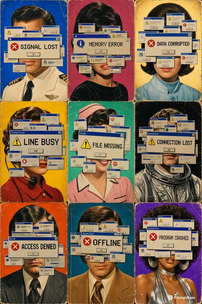 Retro UI Censorship Portraits