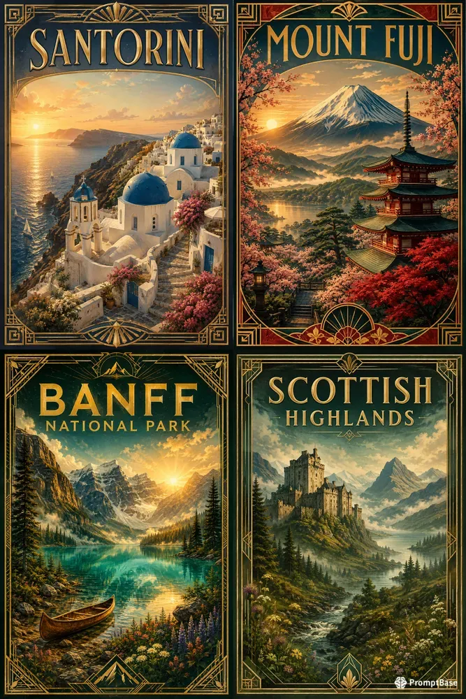 Neodeco Mystic Art Deco Travel Posters