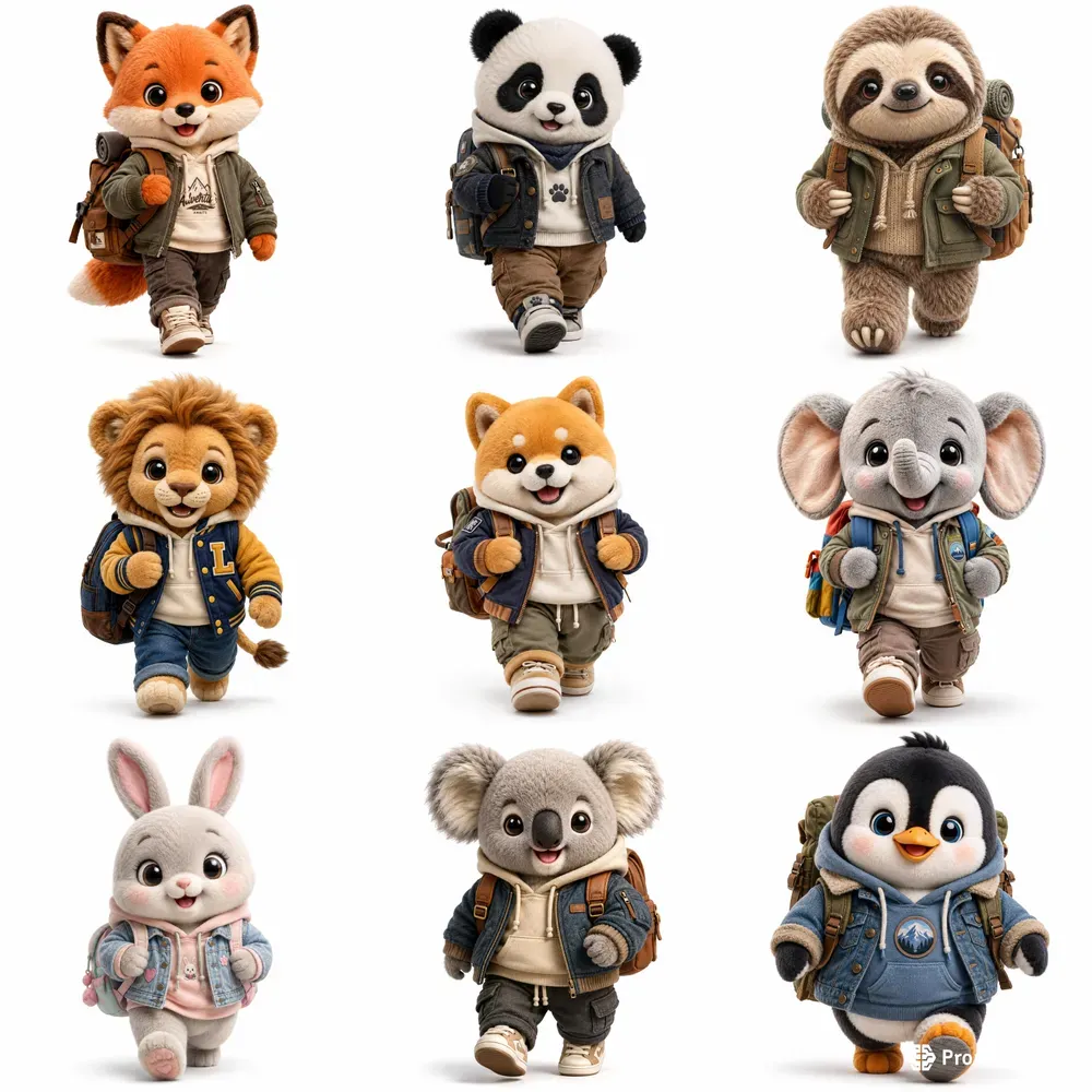 Cute Plush Character Adventure Packs