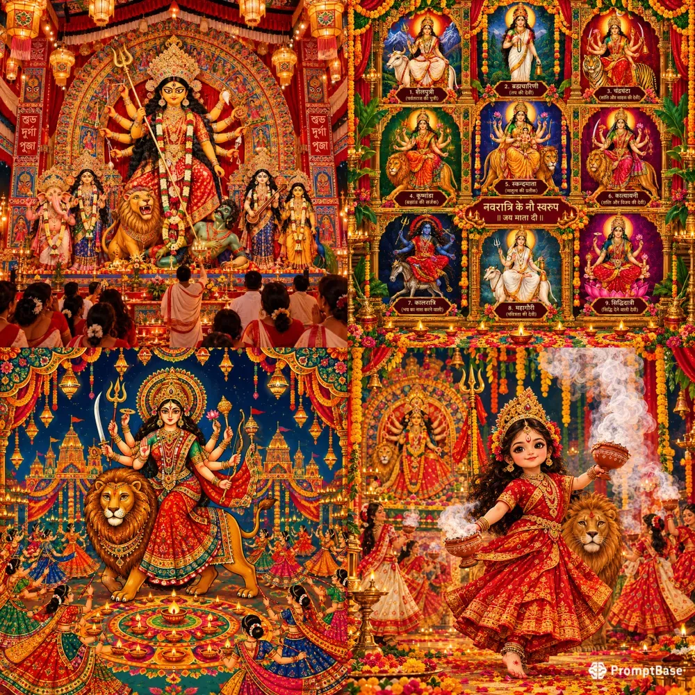 Navratri Durga Puja Festival Art