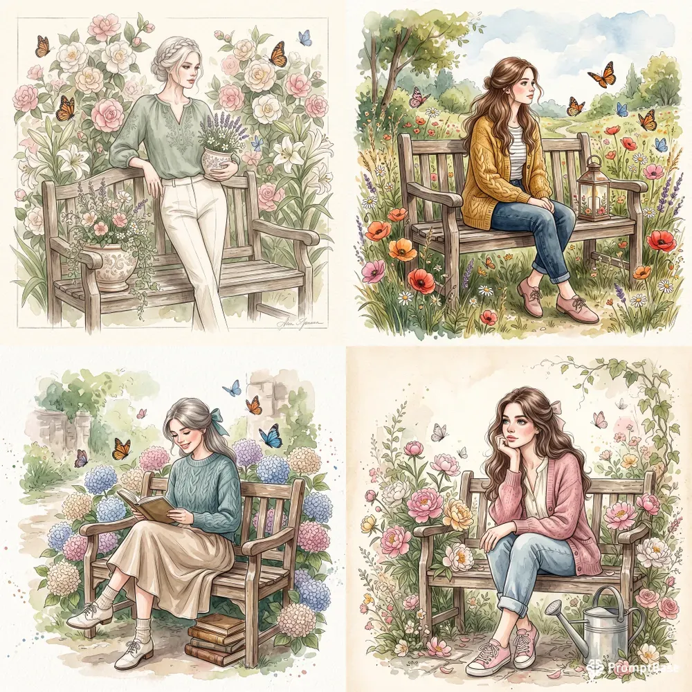 Elegant Vintage Watercolor Floral Girls