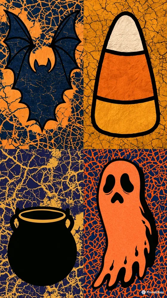 Halloween Batik Crackle Phone Wallpapers