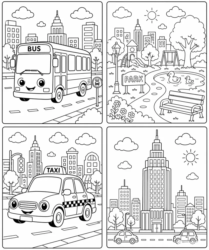 City Life Coloring Book Pages