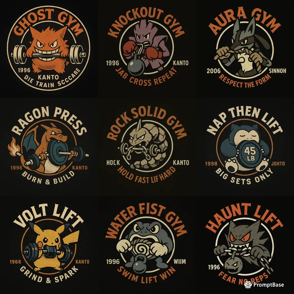 Pokemon Style Vintage Gym Parody Emblems