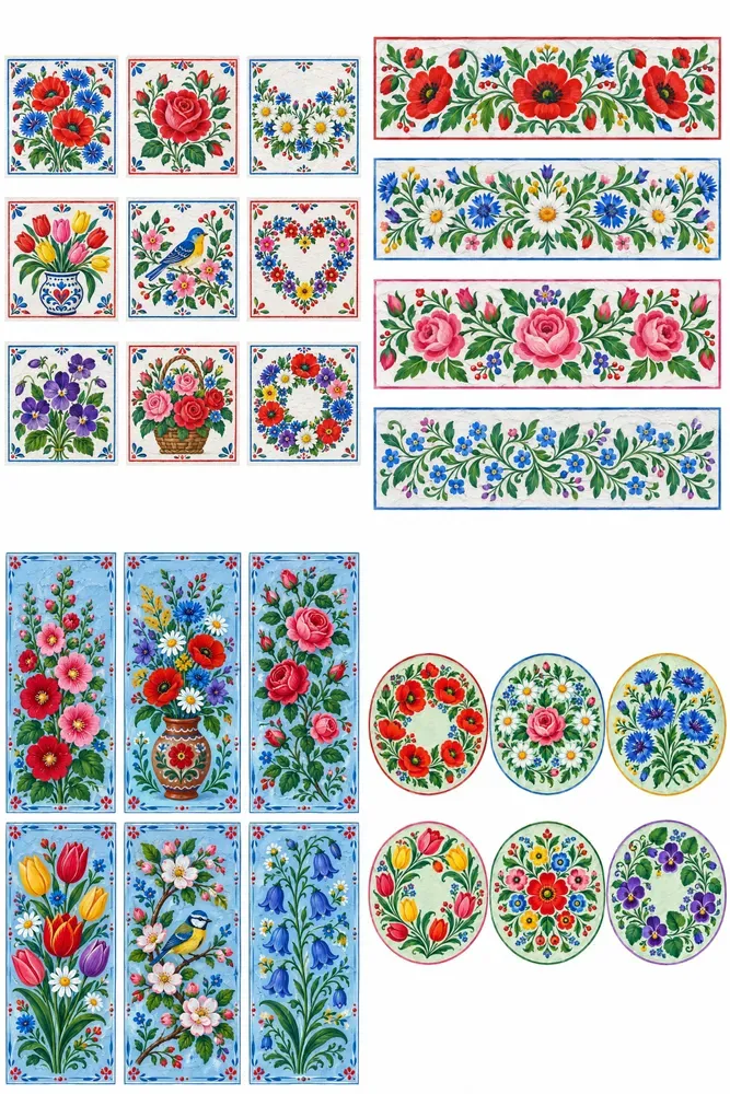 Polish Zalipie Painted Flower Sheets