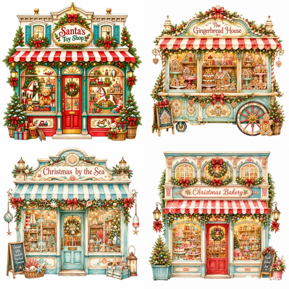 Vintage Christmas Shop Window Cliparts