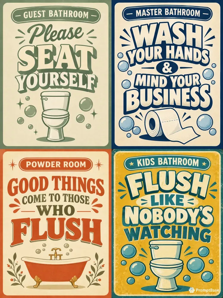 Funny Bathroom Wall Art