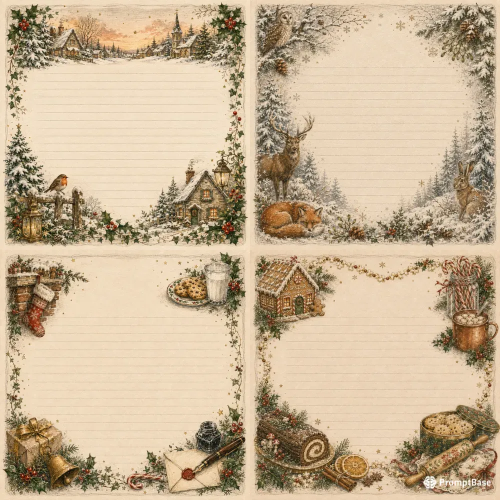 Christmas Lined Letter Writing Papers