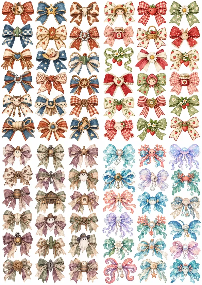 Cute Hand Painted Bow Clipart Collections