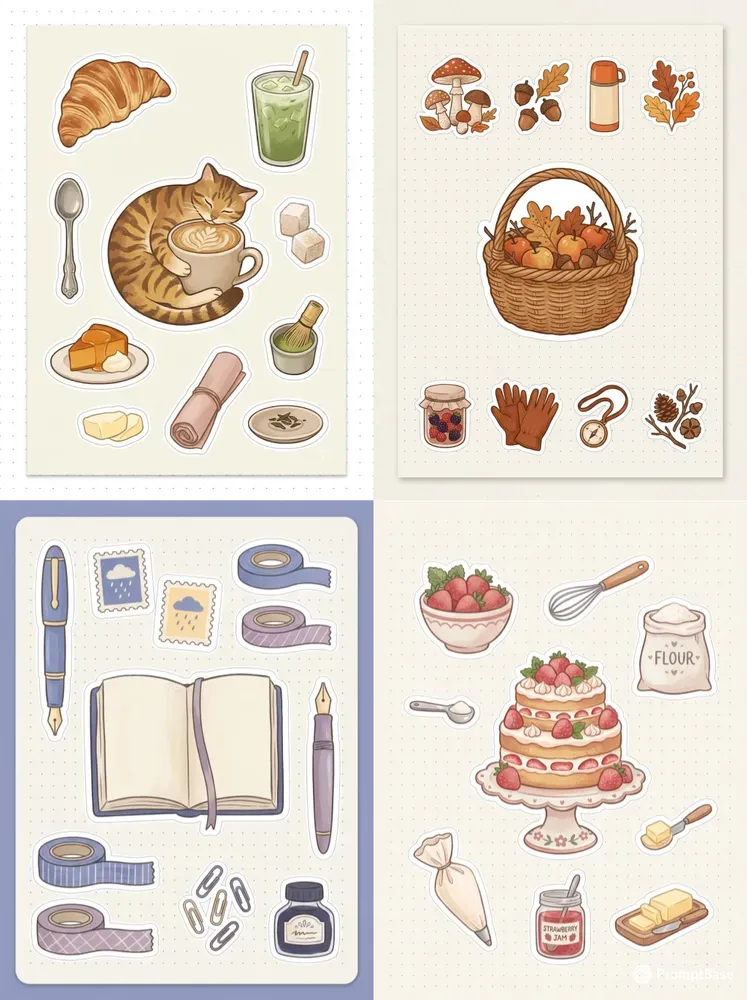 Pastel Gouache Planner Sticker Sheets