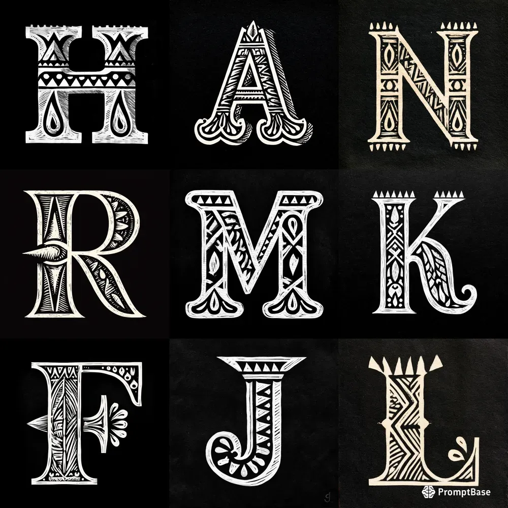 Afro Inspired Woodcut Letterform Art