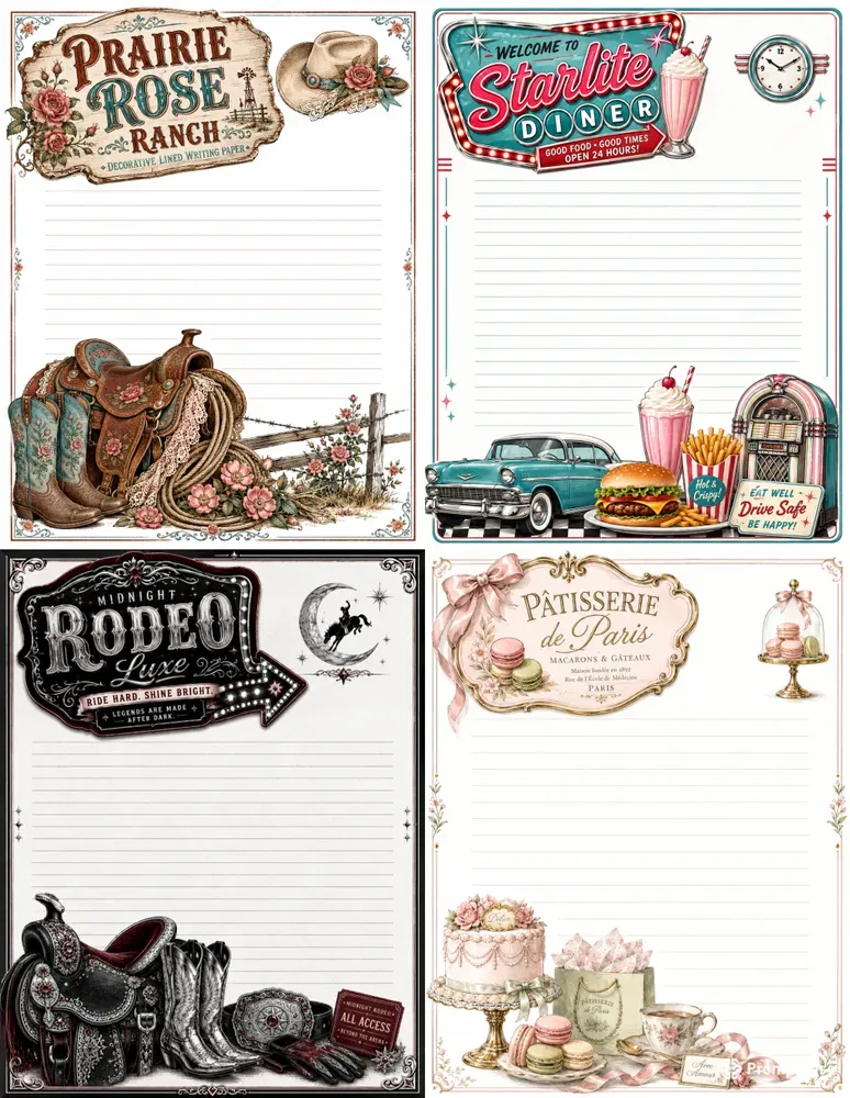 Cowgirl Decorative Lined Writing Papers