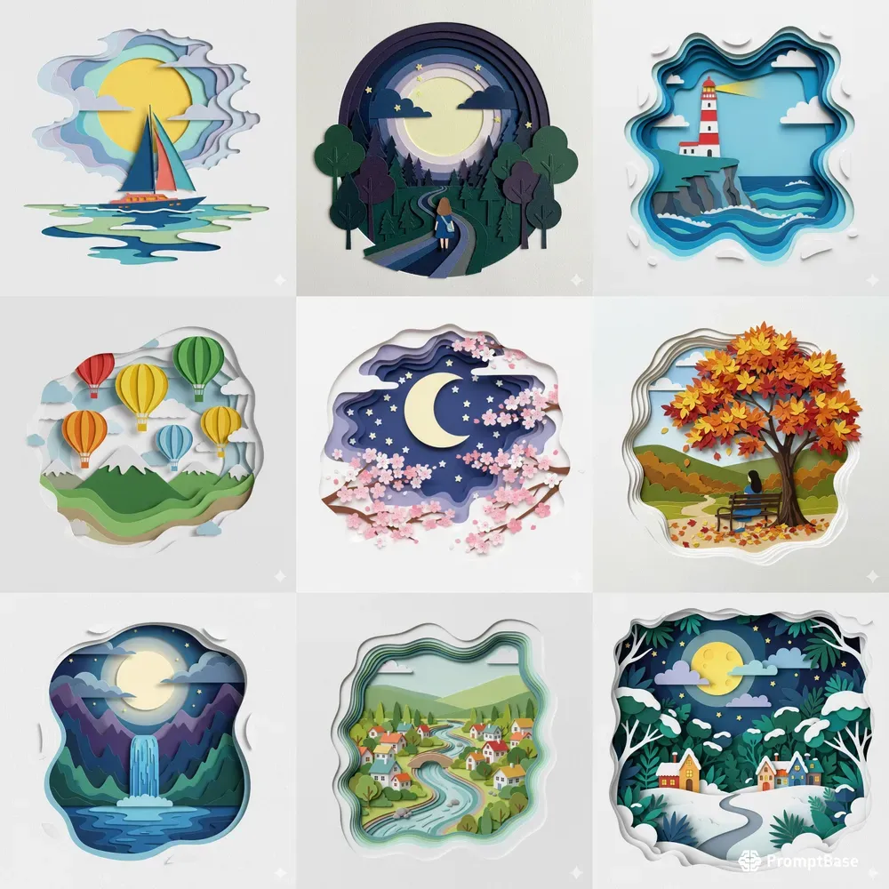 Layered Papercut Illustrations