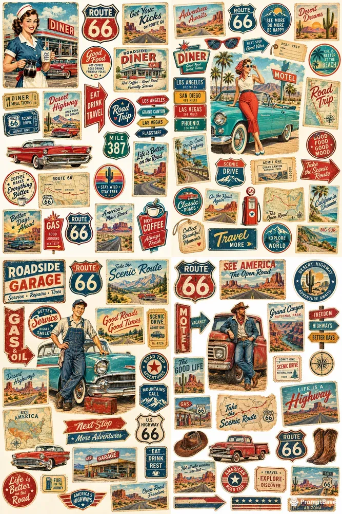 Vintage Americana Road Trip Collages