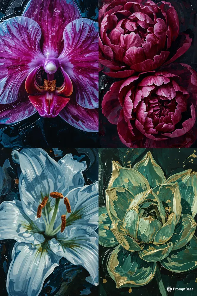 Moody Swirling Impasto Flowers