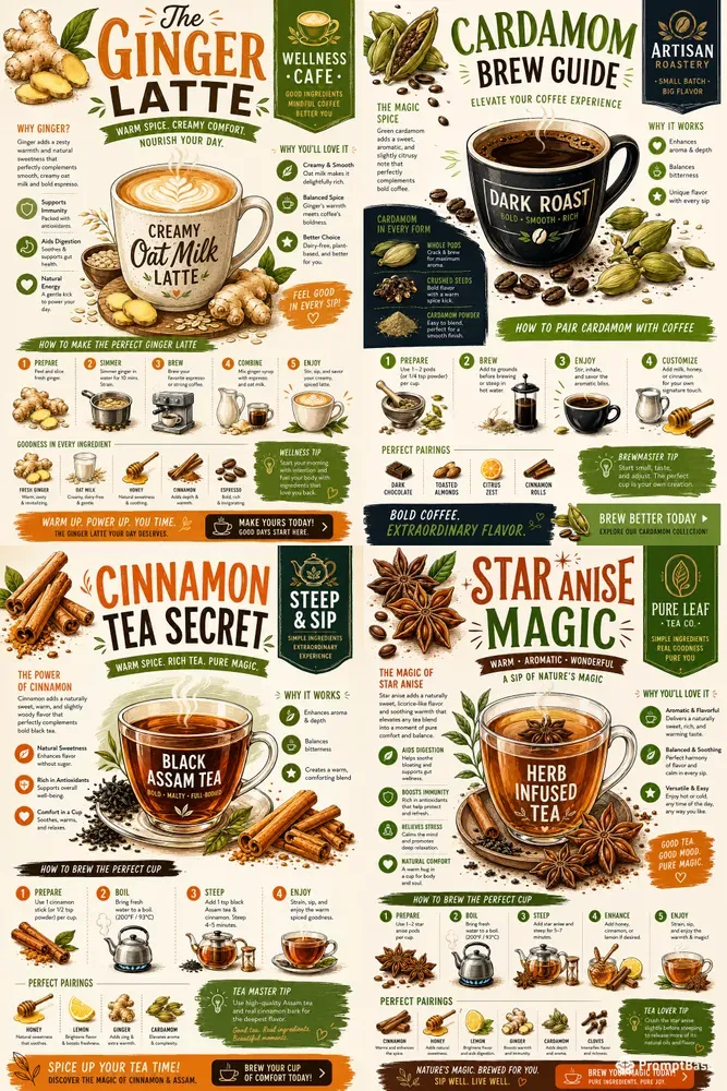Artisan Coffee Tea Pairing Guide Posters