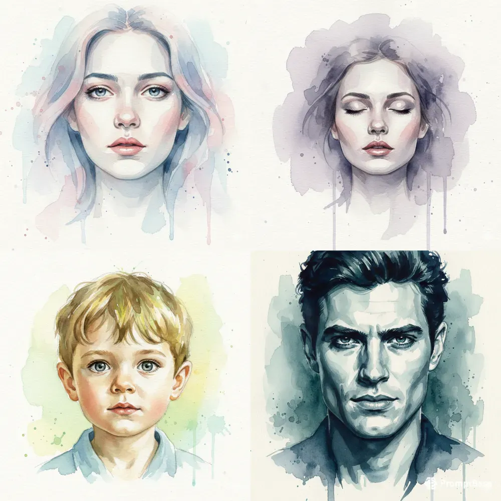 Artistic Watercolor Portrait Series