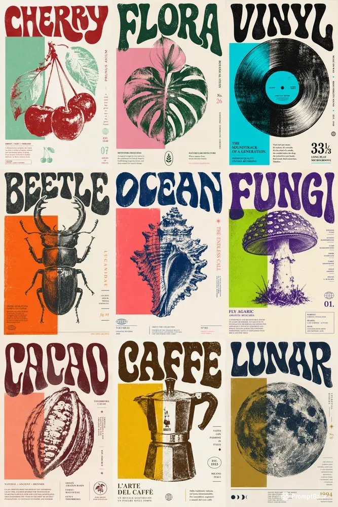 Retro Risograph Typography Posters