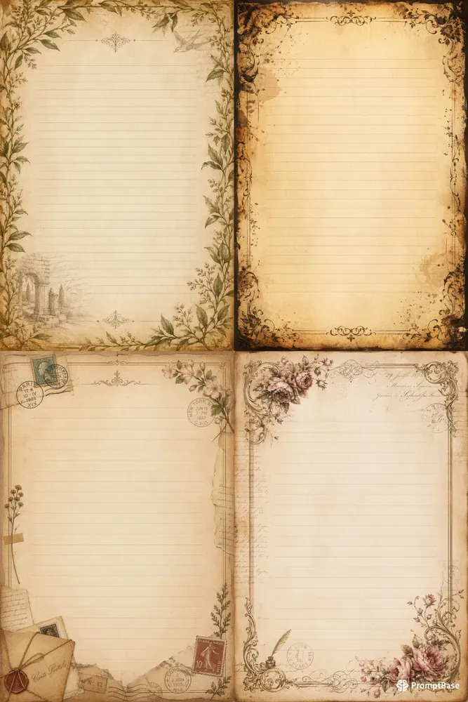 Vintage Lined Writing Pages