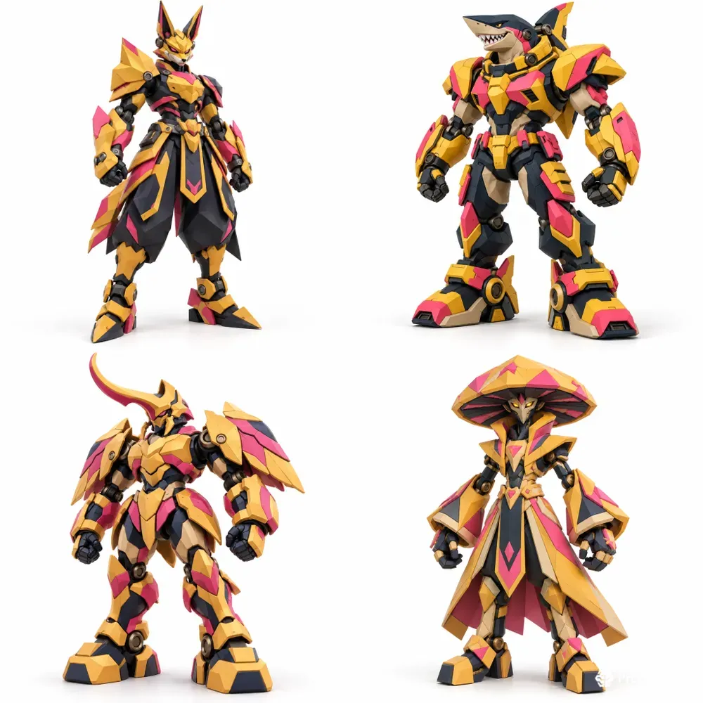 Low Poly Anime Robot Cliparts