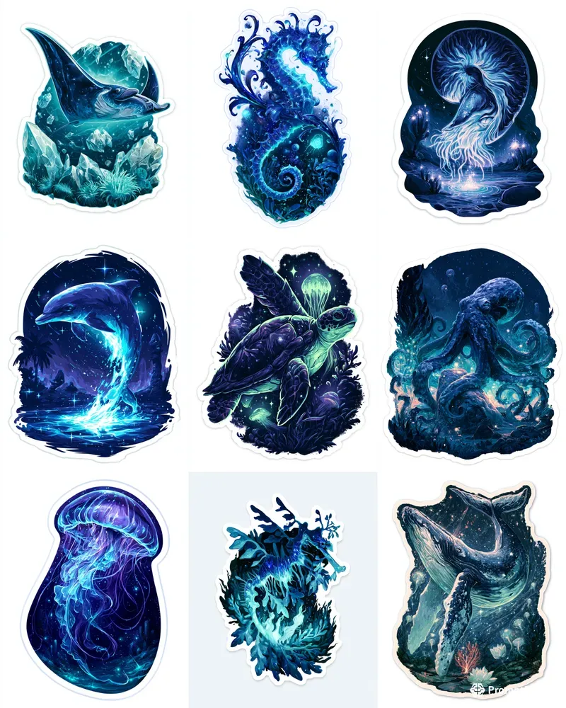 Surreal Cosmic Ocean Stickers