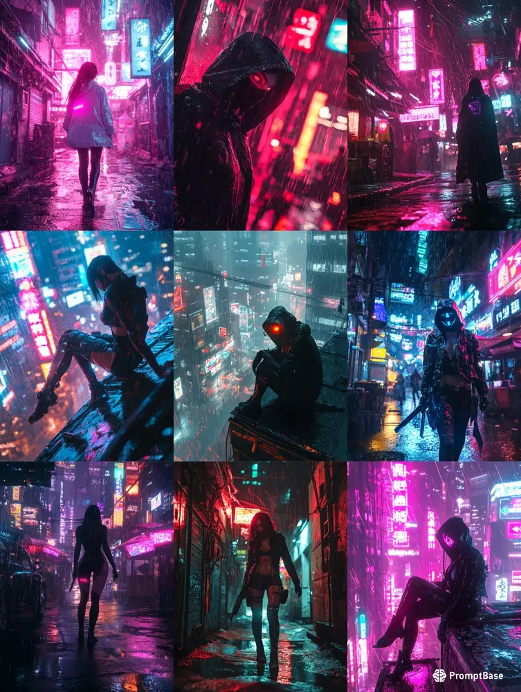 Cyberpunk Female Assassins In Neon City