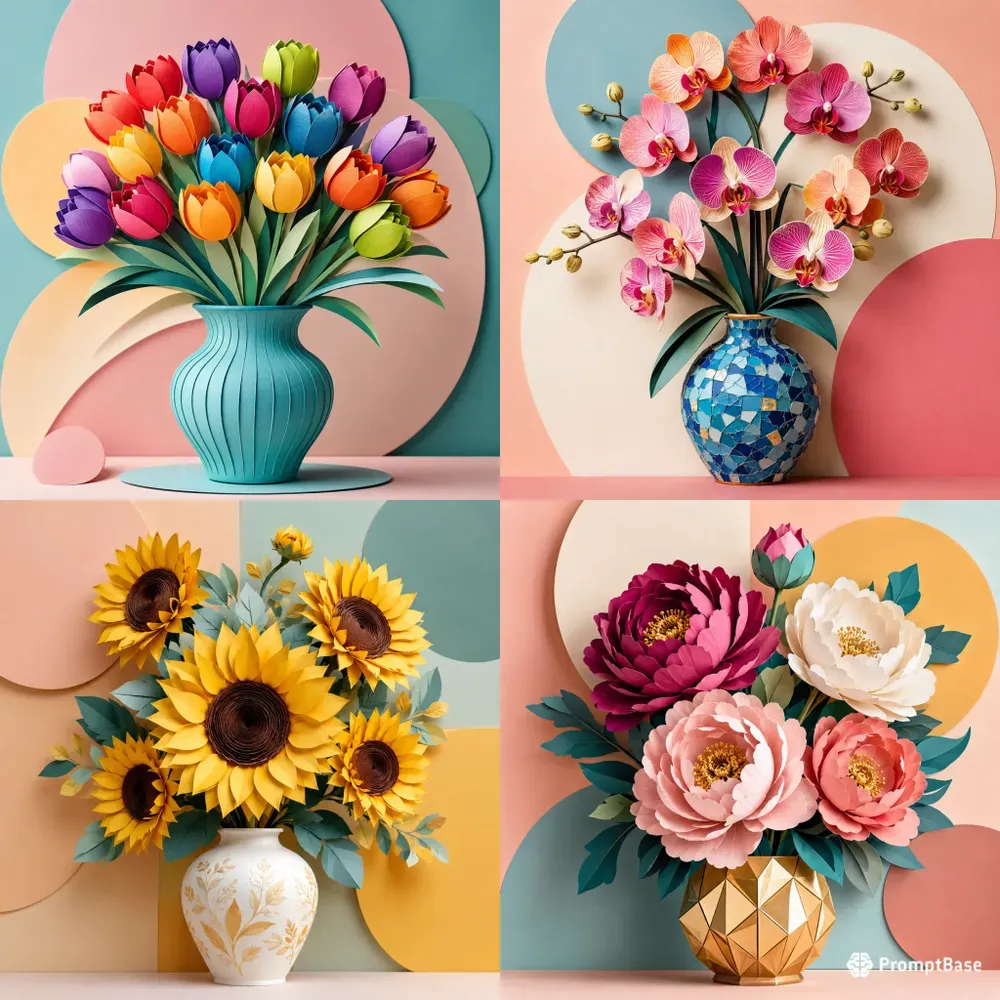 Papercut Floral Vase Collections