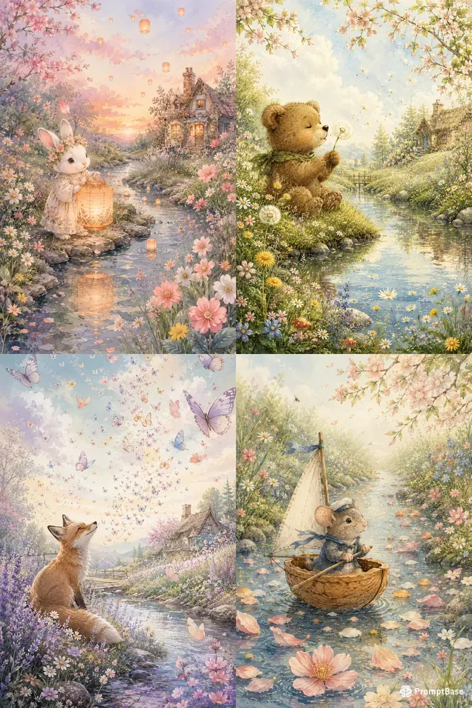 Whimsical Watercolor Storybook Scenes