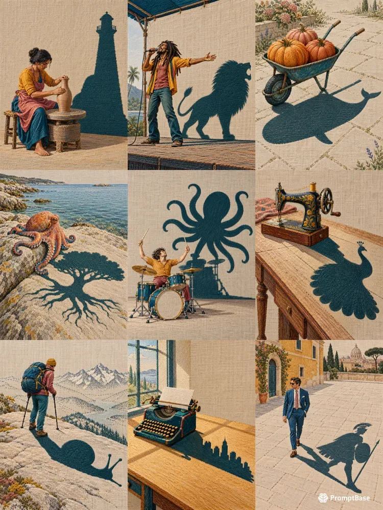 Surreal Embroidery Shadow Art Prints