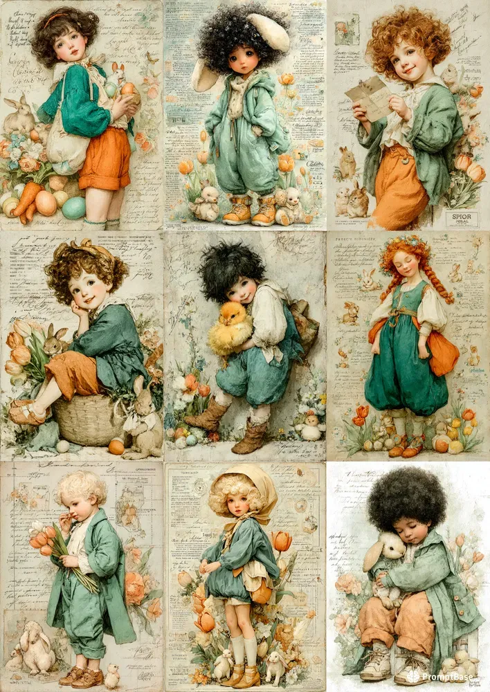 Vintage Easter Storybook Pages