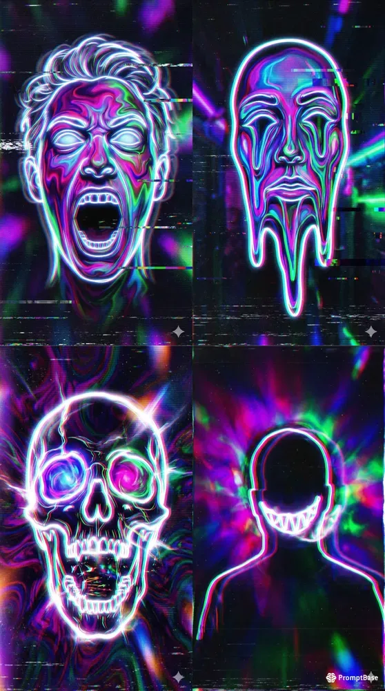 Psychedelic Neon Disturbed Illustrations