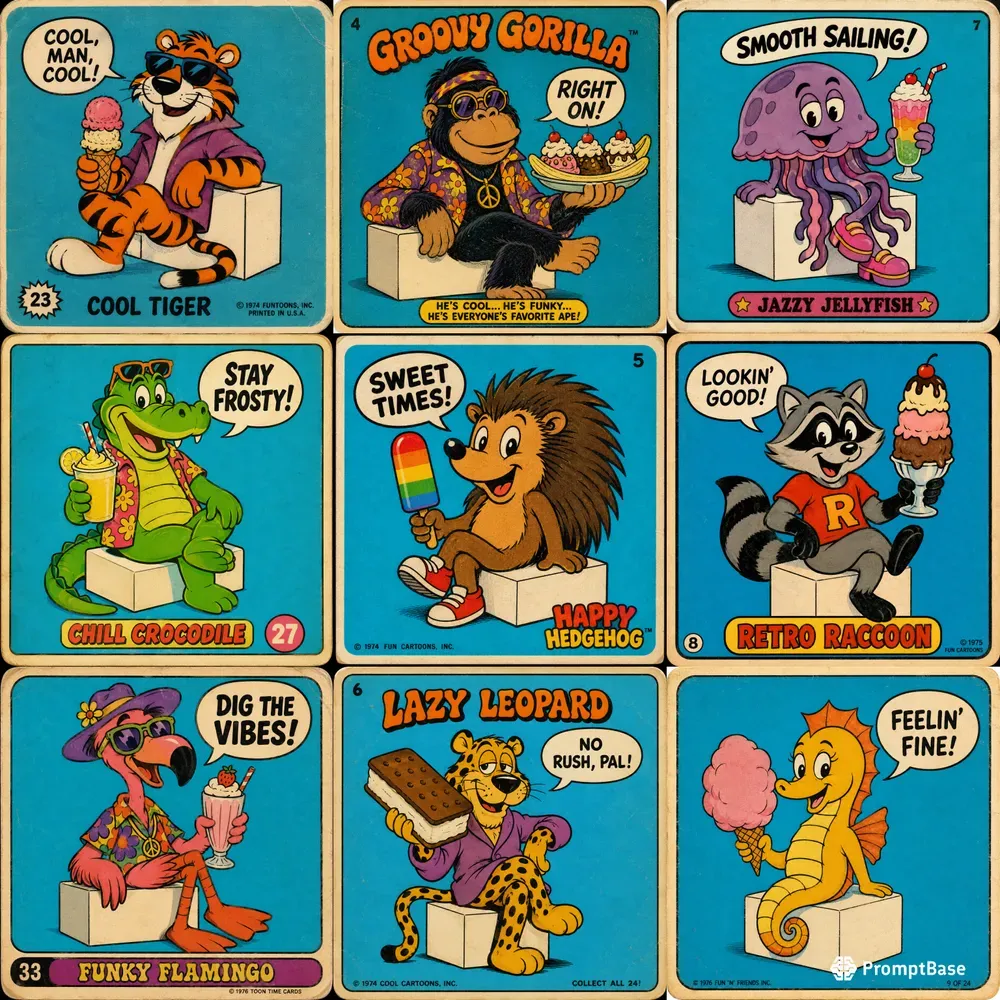 Retro Cool Cartoon Cards