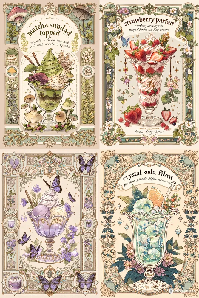 Vintage Fantasy Dessert Cards