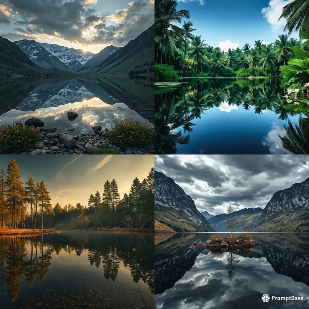 Summer Lake Mirror Reflection Photos