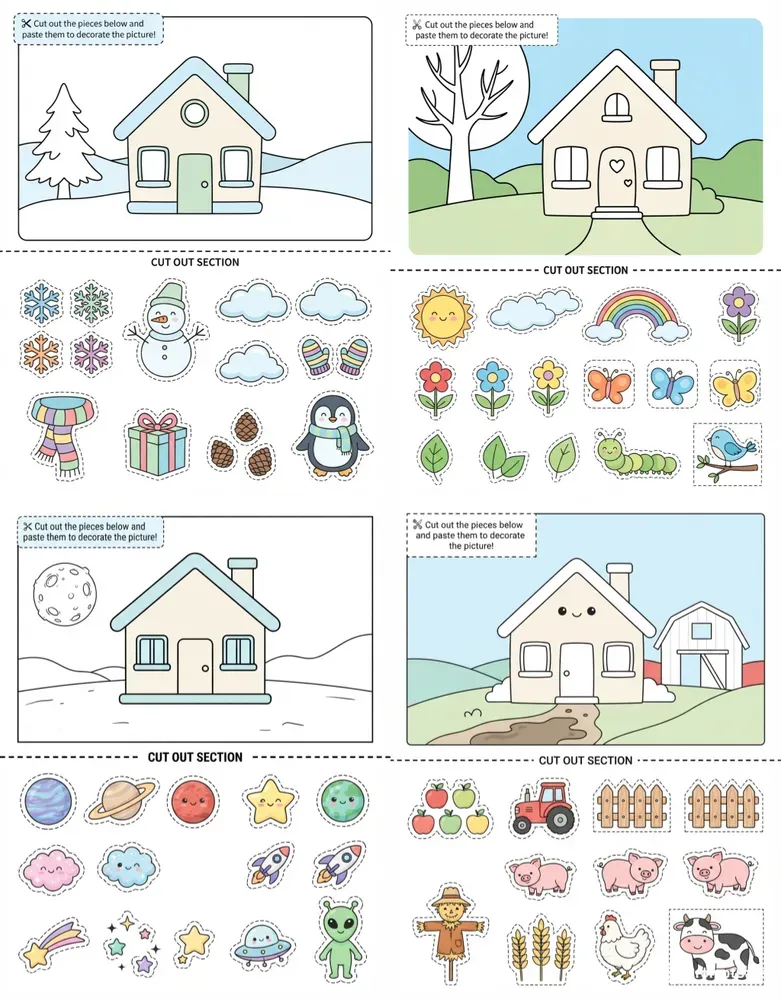 Themed Decorating Worksheets For Kids