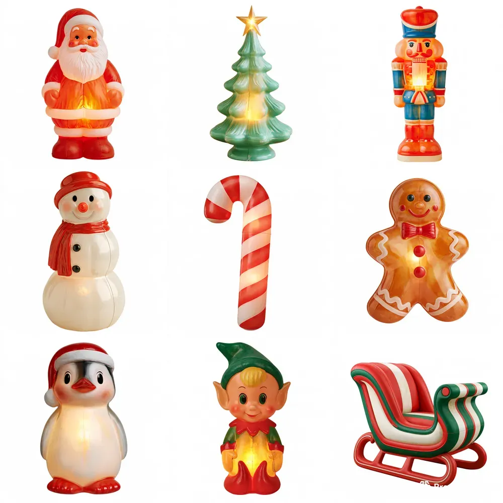 Retro Christmas Blow Mold Cliparts